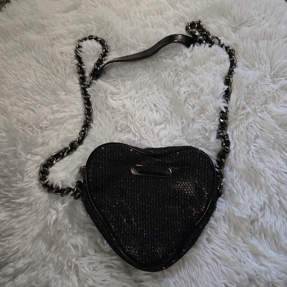 Elegant Black Heart Crossbody Bag